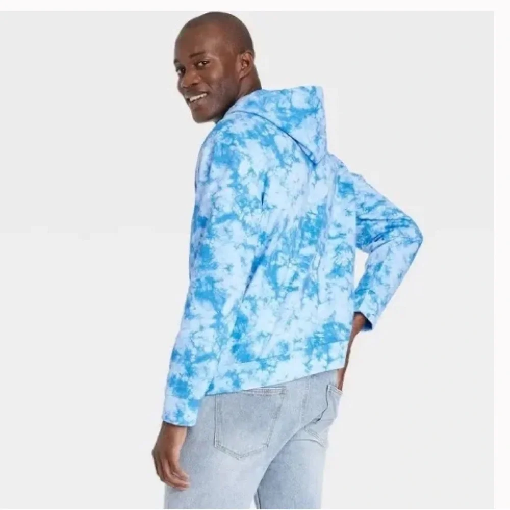 New men’s Black history month hoodie tie dye blue and white size L